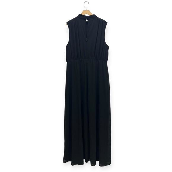 Lulus A-Line Mock Neck Sleeveless Black Chiffon Maxi Dress size 2X - Picture 4 of 6